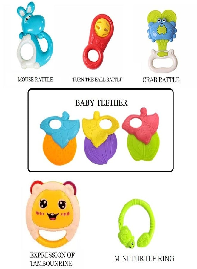 IndusBay® Cute Baby Rattles Toy for Infants - Set of 8pcs Rattles - Teether, Shaker, Spin Rattle, Grab, Musical Toy Set for Babies Toddlers Newborn, Multicolor - Image 3